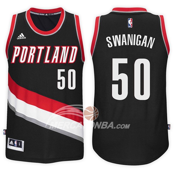 Maglia NBA Portland Trail Blazers Caleb Swanigan Road 2017-18 Nero